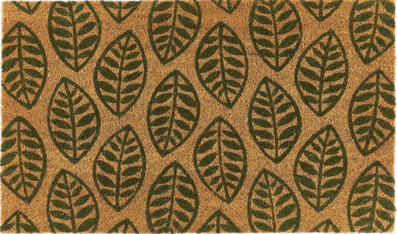 HR U Dørmatte i kokos - "Grønne Blader" (Green leaves)