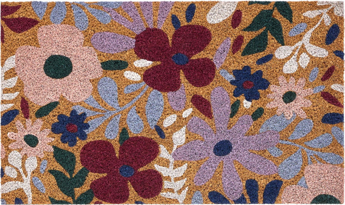 HR U Dørmatte i kokos - "Blomstereng" (Wildflower meadow)