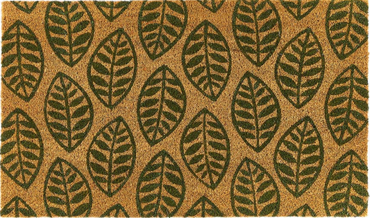 HR U Dørmatte i kokos - "Grønne Blader" (Green leaves)